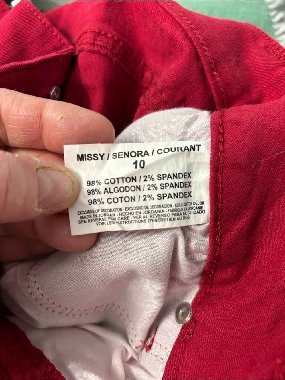 NWT Bandilino Mandie Scarlet Red Straight-Leg Denim Jeans Stretch Perfect Fit 10 - Picture 15 of 16